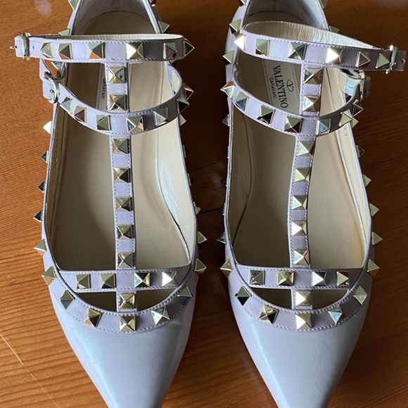 Valentino Rockstud Accents Leather Ballet Flats - Picture 2 of 6